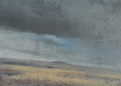 Oil and cold wax painting of the Northern moors by artist Andrew Cheetham