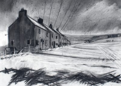 Drawing of Florence Terrace in Rosedale on the North York Moors by artist Andrew Cheetham